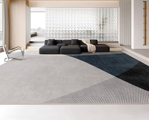 Modern Rugs for Living Room, Contemporary Rugs for Dining Room, Blue Contemporary Modern Rugs, Geometric Contemporary Rugs Next to Bed-ArtWorkCrafts.com