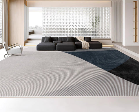 Modern Rugs for Living Room, Contemporary Rugs for Dining Room, Blue Contemporary Modern Rugs, Geometric Contemporary Rugs Next to Bed