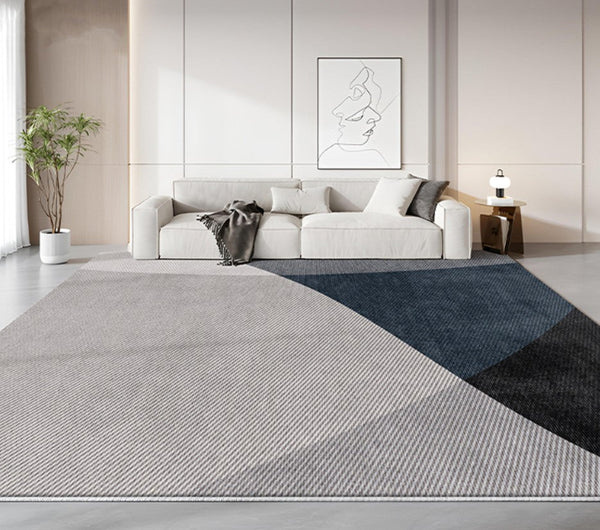 Modern Rugs for Living Room, Contemporary Rugs for Dining Room, Blue Contemporary Modern Rugs, Geometric Contemporary Rugs Next to Bed-ArtWorkCrafts.com