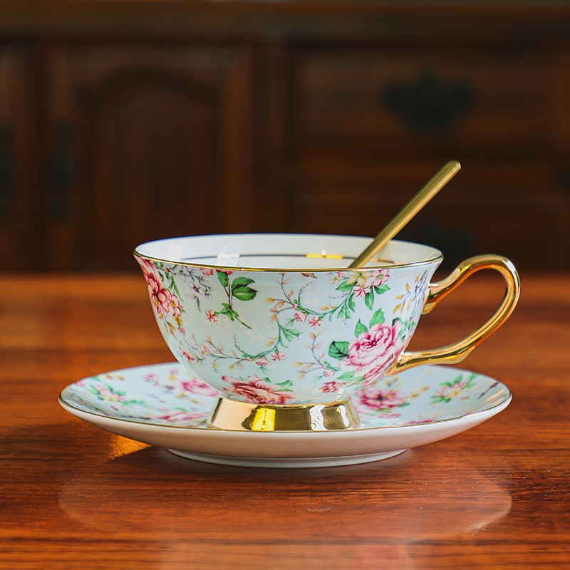 Classic Porcelain Tea Cup And Saucer Set British Ceramic Coffee Cup For Afternoon Tea Time