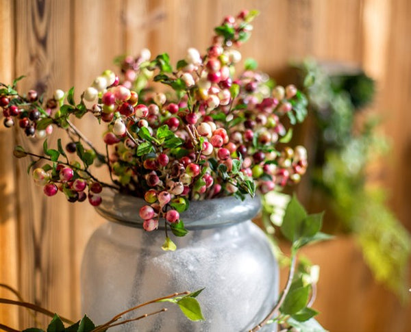 Cranberry Fruit Branch, Flower Arrangement Ideas for Living Room, Unique Artificial Flowers for Home Decoration, Spring Artificial Floral for Bedroom-ArtWorkCrafts.com