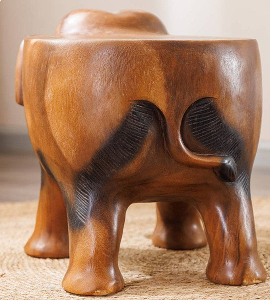 Handmade Solid Wood low Stool, Elephant Wooden Stool, Elephant Sofa Stool, Dining Table Stool, Creative Shoe-changing Stool-ArtWorkCrafts.com