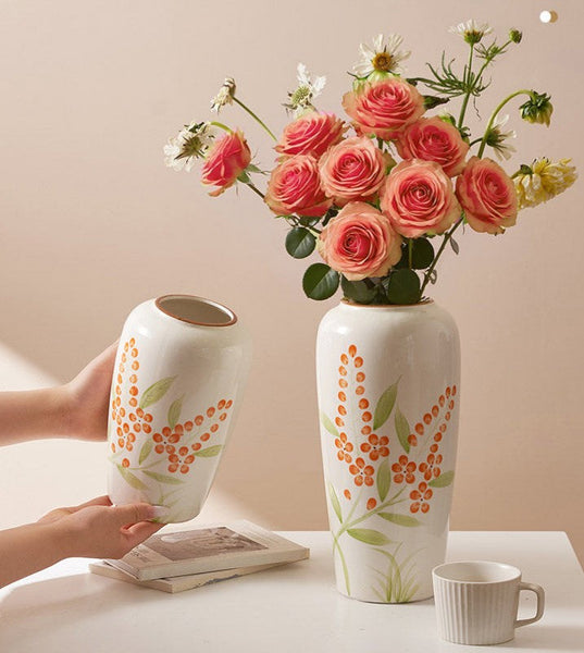 Dining Table Centerpiece, Ceramic Bouquet Vases, Porcelain Flower Vases, Large Flower Vases on Table, Handmade Water Holding Flower Vase-ArtWorkCrafts.com