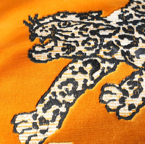 Contemporary Modern Sofa Pillows, Yellow Embroidery Tiger Pattern Pillows for Couch, Decorative Throw Pillows for Bedroom, Large Modern Sofa Pillow for Living Room
