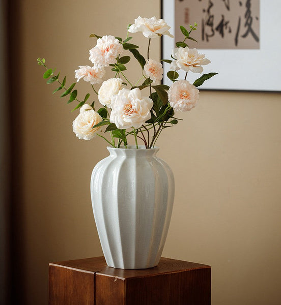Large Flower Vases on Table, Centerpiece Ceramic Bud Vases, Porcelain Flower Vases, Handmade Water Holding Flower Vase-ArtWorkCrafts.com