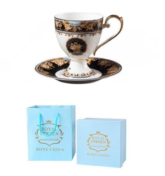Royal Bone China Porcelain Tea Cup Set, Tea Cups and Saucers in Gift Box as Birthday Gift, Elegant Ceramic Coffee Cups, Beautiful British Tea Cups-ArtWorkCrafts.com