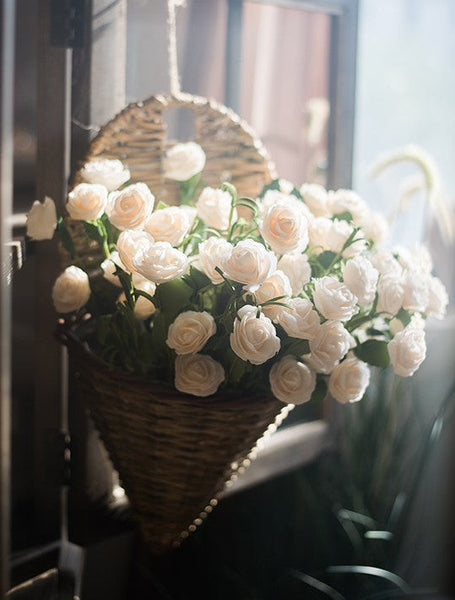 Flower Arrangement Ideas for Living Room, White Camellia Flowers, Modern Artificial Flowers for Home Decoration, Simple Artificial Floral for Bedroom-ArtWorkCrafts.com