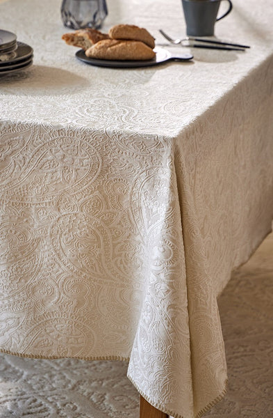 Simple Modern Rectangle Tablecloth for Dining Room Table, Cotton and Linen Flower Pattern Table Covers for Round Table, Square Tablecloth for Kitchen-ArtWorkCrafts.com