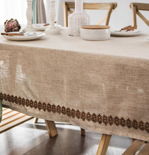 Cotton and Linen Tablecloth for Home Decoration, Large Rectangle Table Cover for Dining Room Table, Modern Table Cloth, Square Tablecloth for Round Table-ArtWorkCrafts.com