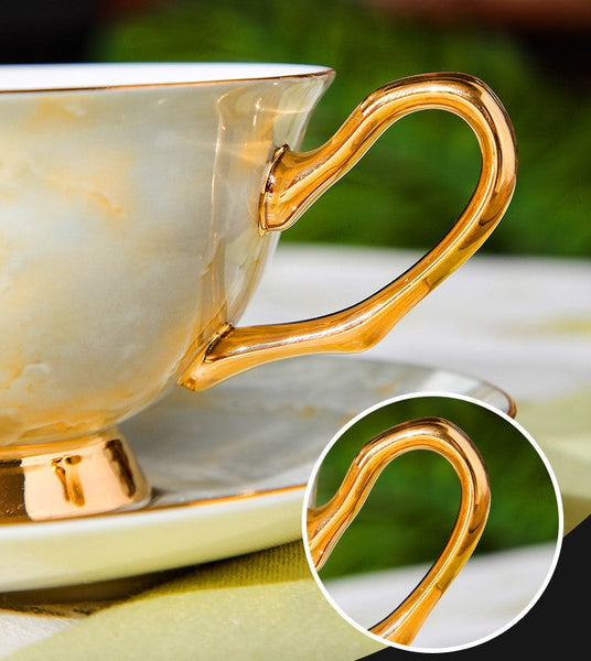 Elegant Ceramic Coffee Cups, Unique Tea Cups and Saucers in Gift Box as Birthday Gift, Beautiful British Tea Cups, Royal Bone China Porcelain Tea Cup Set-ArtWorkCrafts.com