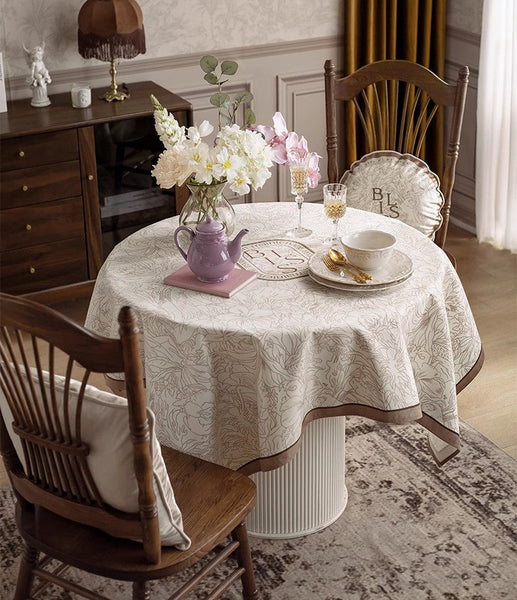 French Style Tablecloth for Dining Table, Beautiful Table Cover for Dining Room Table, Modern Rectangle Tablecloth for Oval Table-ArtWorkCrafts.com