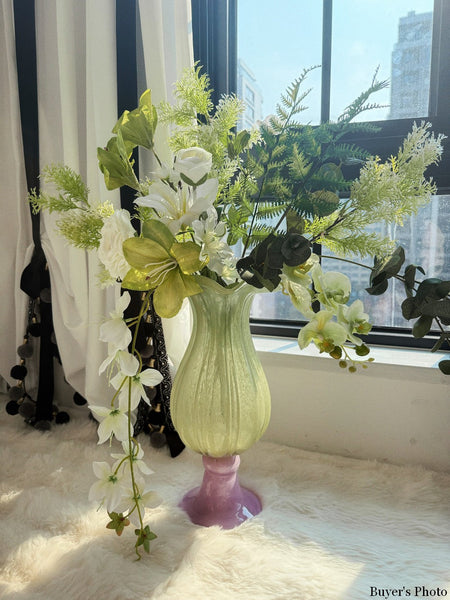 Modern Glass Vase for Flowers, Mid Century Glass Vases, Handmade Modern Vases for Living Room, Unique Decorative Glass Vase, Centerpiece Contemporary Vases on Table-ArtWorkCrafts.com