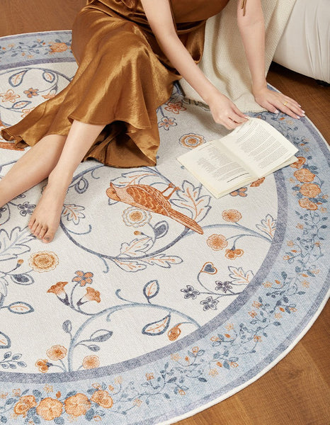 Dining Room Contemporary Round Rugs, Bedroom Modern Round Rugs, Modern Rug Ideas for Living Room, Circular Modern Rugs under Chairs-ArtWorkCrafts.com