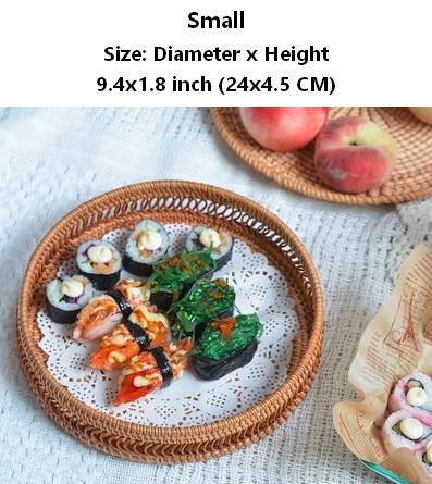 Woven Round Storage Basket, Rattan Stroage Baskets, Storage Baskets for Kitchen, Storage Baskets for Dining Room-ArtWorkCrafts.com