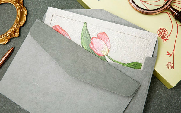 Tulip Flower Greeting Cards, Creative Birthday Greeting Card, Beautiful Greeting Cards to Friends, Original Handmade Greeting Cards-ArtWorkCrafts.com
