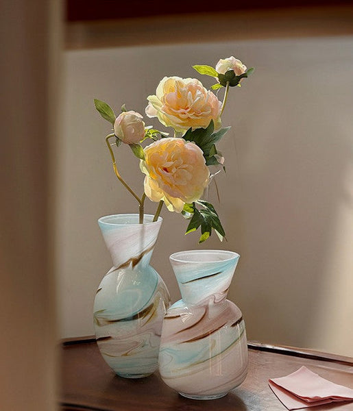 Cute Handmade Glass Vases, Vintage Small Glass Flower Vases, Flower Vases on Table, Modern Glass Vases for Flowers-ArtWorkCrafts.com