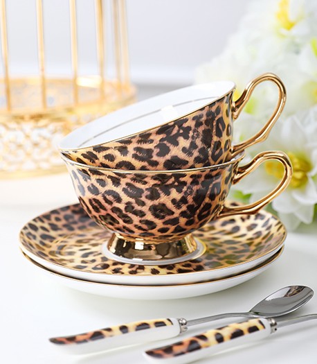 Modern Ceramic Cups, 7.8 oz Porcelain Tea Cup Saucer Set, Elegant Ceramic Coffee Cups, Unique Tea Cup and Saucer in Gift Box-ArtWorkCrafts.com