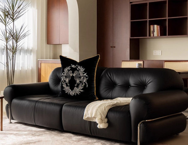 Modern Pillows for Couch, Embroidery Lion Decorative Pillow Covers, Decorative Throw Pillows for Living Room, Large Modern Sofa Pillows-ArtWorkCrafts.com