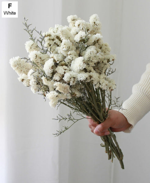 Dried Flowers, Flower Bunches, Dried Floral, A Bunch Dried Myosotis Flowers with Limoniums-ArtWorkCrafts.com