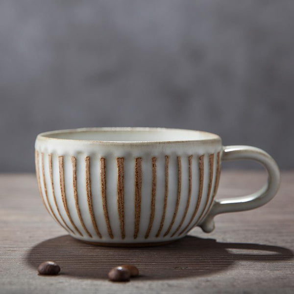 Breakfast Milk Cups, Latte Coffee Cup, 8 oz Coffee Cup and Saucer Set，Cappuccino Coffee Mug-ArtWorkCrafts.com