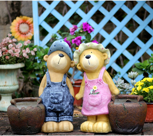 Garden Animal Sculpture Bear Statues, Garden Decor Ideas, Outdoor Garden Decoration, Animal Statues, Garden Ornament, Villa Courtyard Decor-ArtWorkCrafts.com