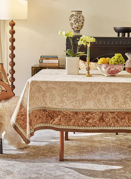 Flower Farmhouse Table Covers, Square Tablecloth for Round Table, Extra Large Modern Rectangular Tablecloth for Dining Room Table, Mid Century Tablecloth for Living Room-ArtWorkCrafts.com