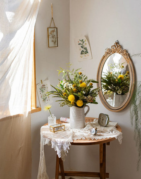 Beautiful Modern Artificial Flowers for Dining Room Table, Dandelion, Wheat Branch, Eucalyptus Globulus, Unique Flower Arrangement for Home Decoration-ArtWorkCrafts.com