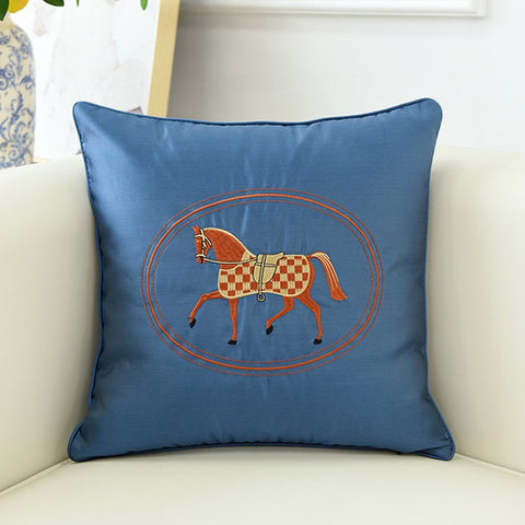 Decorative Throw Pillows for Couch, Modern Sofa Decorative Pillows, Embroider Horse Pillow Covers, Horse Modern Decorative Throw Pillows-ArtWorkCrafts.com