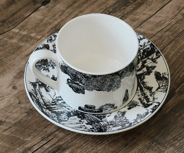 Royal Ceramic Cups, Elegant Ceramic Coffee Cups, 6.8 oz Tea Cup and Saucer in Gift Box, Zebra Jungle Porcelain Tea Cup Saucer Set-ArtWorkCrafts.com