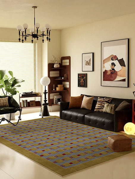 Mid Century Modern Rugs for Living Room, Vintage Area Rugs for Bedroom, Large Contemporary Area Rugs for Dining Room-ArtWorkCrafts.com