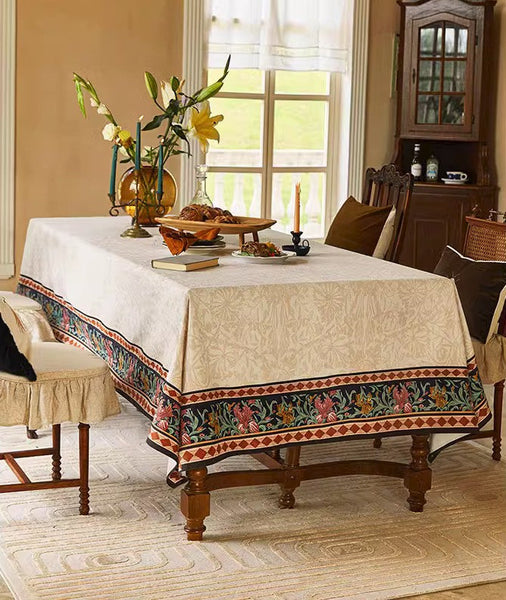 Long Large Modern Rectangular Tablecloth for Dining Room Table, Mid Century Tablecloth for Round Table, Flower Farmhouse Table Covers, Square Tablecloth for Kitchen-ArtWorkCrafts.com