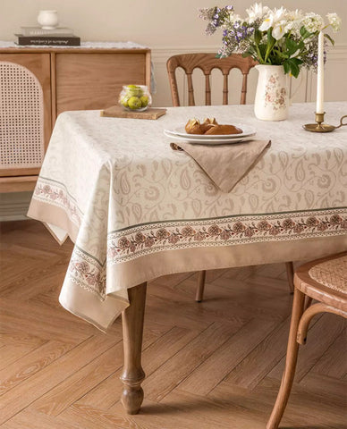 Kitchen Table Cover, Flower Tablecloth for Round Table, Elegant Table Cover for Dining Room Table, Modern Rectangle Tablecloth for Oval Table-ArtWorkCrafts.com
