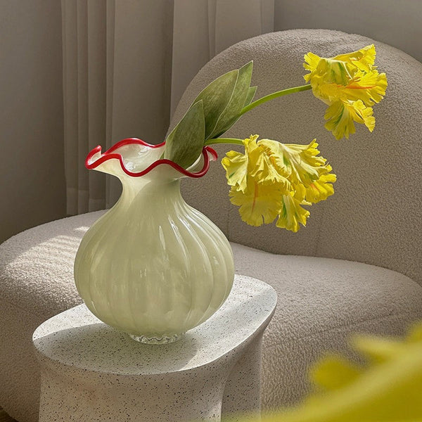 French Vintage Glass Flower Vases, Glass Bud Vases, Flower Vases on Table, Handmade Water Holding Flower Vases-ArtWorkCrafts.com