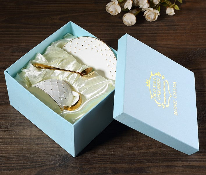 Elegant Ceramic Tea Cups, Unique Tea Cups and Saucers in Gift Box as Birthday Gift, Beautiful British Tea Cups, Creative Bone China Porcelain Tea Cup Set-ArtWorkCrafts.com