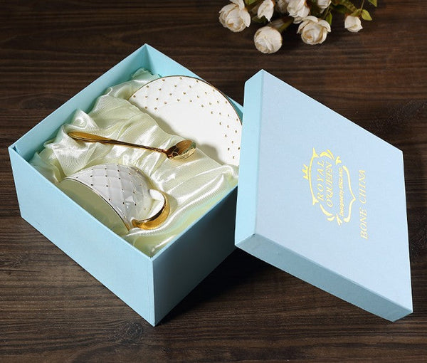 Elegant Ceramic Tea Cups, Unique Tea Cups and Saucers in Gift Box as Birthday Gift, Beautiful British Tea Cups, Creative Bone China Porcelain Tea Cup Set-ArtWorkCrafts.com