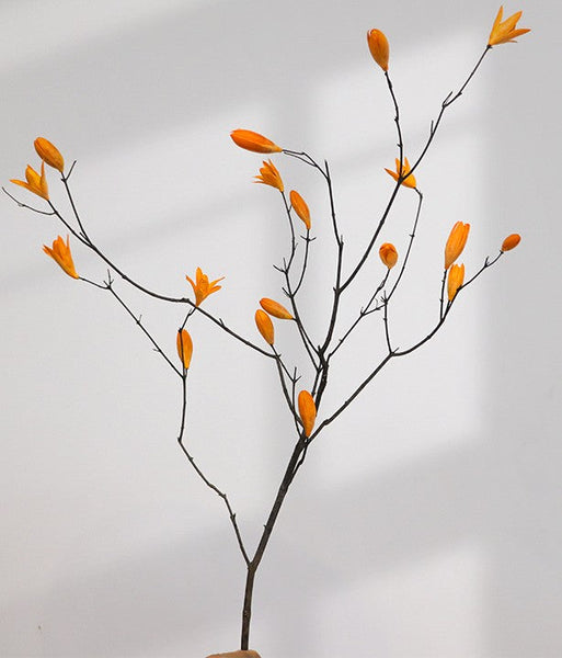 Magnolia Long Twigs, Natural Decorations, Dried Magnolia Branch, Flower Arrangement, Handmade Artificial Flower, Natural Dried Branches-ArtWorkCrafts.com