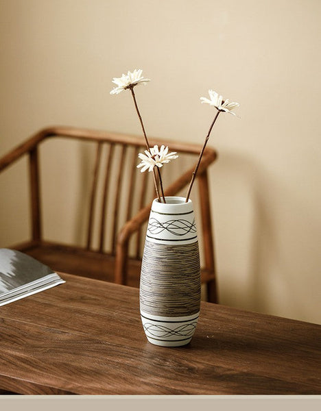Large Flower Vase on Table, Modern Bouquet Flower Vases, Centerpiece on Dining Table, Handmade Pottery Flower Vases Urn, Water Holding Flower Vases-ArtWorkCrafts.com