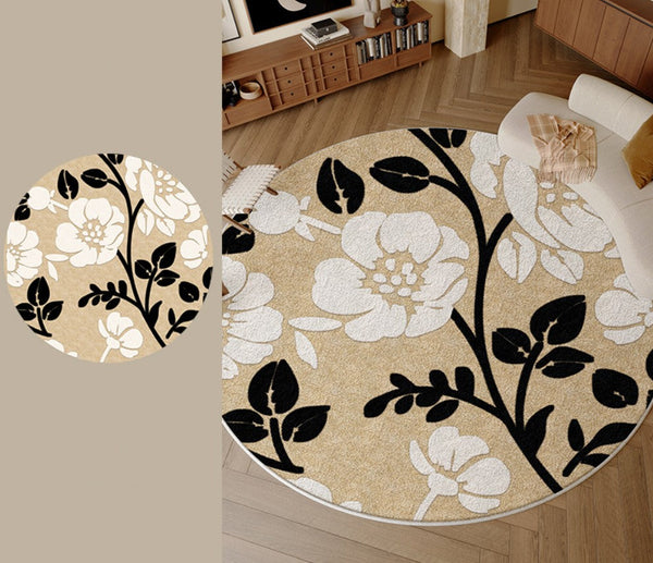 Bedroom Abstract Modern Area Rugs, Geometric Round Rugs for Dining Room, Circular Modern Rugs under Chairs, Contemporary Modern Rug for Living Room-ArtWorkCrafts.com