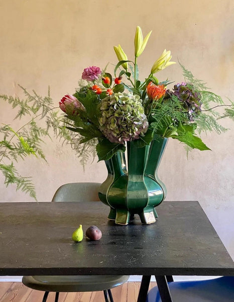 Unique Handmade Modern Flower Vase, Centerpiece Ceramic Bouquet Vases, Contemporary Vases on Dining Table, Green Porcelain Vases for Modern Home Decor-ArtWorkCrafts.com