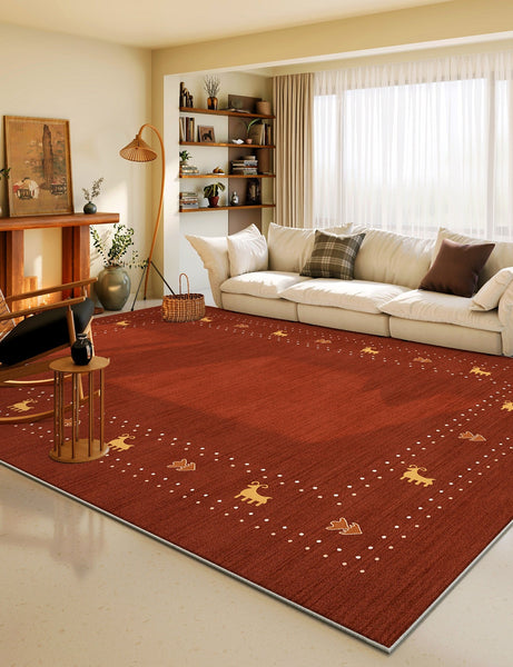 Modern Rugs for Dining Room, Red Mid Century Carpets Next to Bed, Contemporary Modern Rugs, Modern Rugs for Living Room