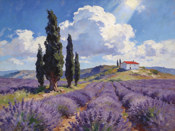 Landscape Oil Paintings, Lavender Fields in the Countryside, Small Oil Paintings on Wall, Original Artwork Small Wall Art, Hand Painted Canvas Art, Original Oil Paintings-ArtWorkCrafts.com