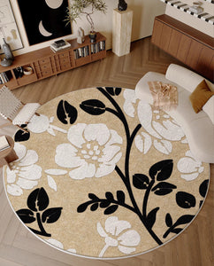 Bedroom Abstract Modern Area Rugs, Geometric Round Rugs for Dining Room, Circular Modern Rugs under Chairs, Contemporary Modern Rug for Living Room-ArtWorkCrafts.com
