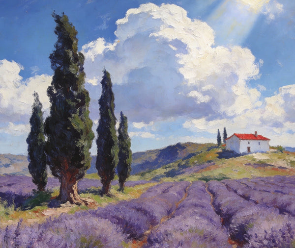 Landscape Oil Paintings, Lavender Fields in the Countryside, Small Oil Paintings on Wall, Original Artwork Small Wall Art, Hand Painted Canvas Art, Original Oil Paintings-ArtWorkCrafts.com
