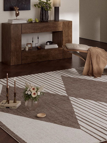 Geometric Modern Rug Placement Ideas for Bedroom, Contemporary Modern Rugs for Dining Room, Mid Century Modern Rugs for Living Room-ArtWorkCrafts.com