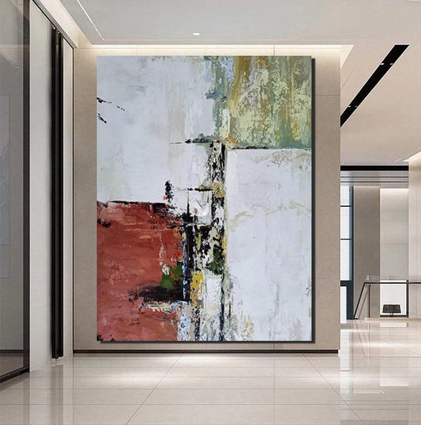 Contemporary Art Painting, Modern Paintings, Bedroom Acrylic Painting, Simple Painting Ideas, Living Room Wall Painting, Large Red Canvas Painting-ArtWorkCrafts.com
