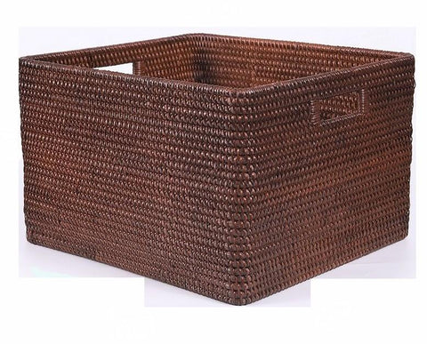 Storage Baskets for Clothes, Large Brown Woven Storage Basket, Storage Baskets for Bathroom, Rectangular Storage Baskets-ArtWorkCrafts.com