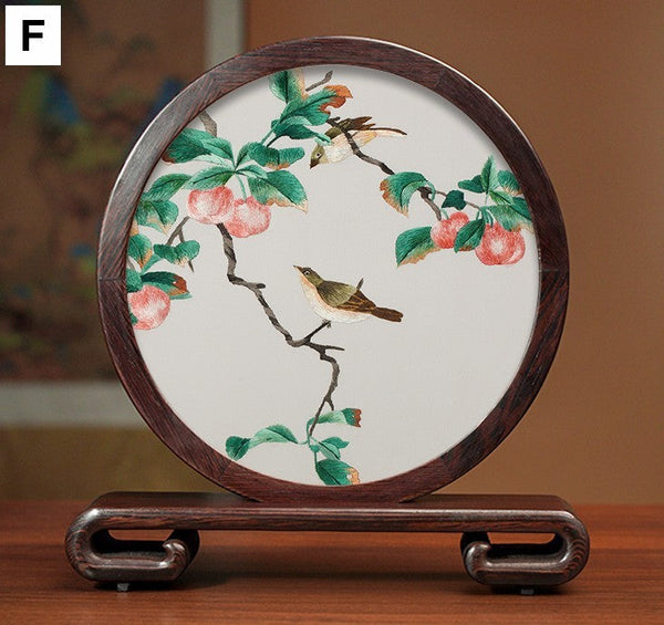 Beautiful Flower and Birds Silk Embroidery Ornaments, Traditional Chinese Suzhou Silk Embroidery, Exclusive Business Presents, Creative Birthday Gift, Premium Souvenir-ArtWorkCrafts.com
