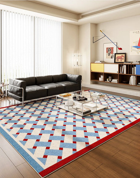 Modern Living Room Rug Ideas, Mid Century Modern Rugs, Contemporary Abstract Rugs for Dining Room, Geometric Contemporary Rugs-ArtWorkCrafts.com