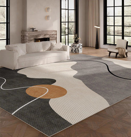 Dining Room Floor Carpet Placement Ideas, Geometric Area Rugs for Bedroom, Modern Area Rugs for Living Room, Abstract Contemporary Modern Rugs