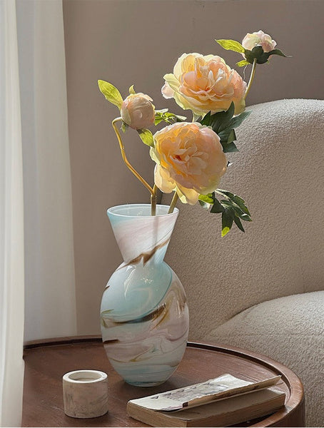 Cute Handmade Glass Vases, Vintage Small Glass Flower Vases, Flower Vases on Table, Modern Glass Vases for Flowers-ArtWorkCrafts.com